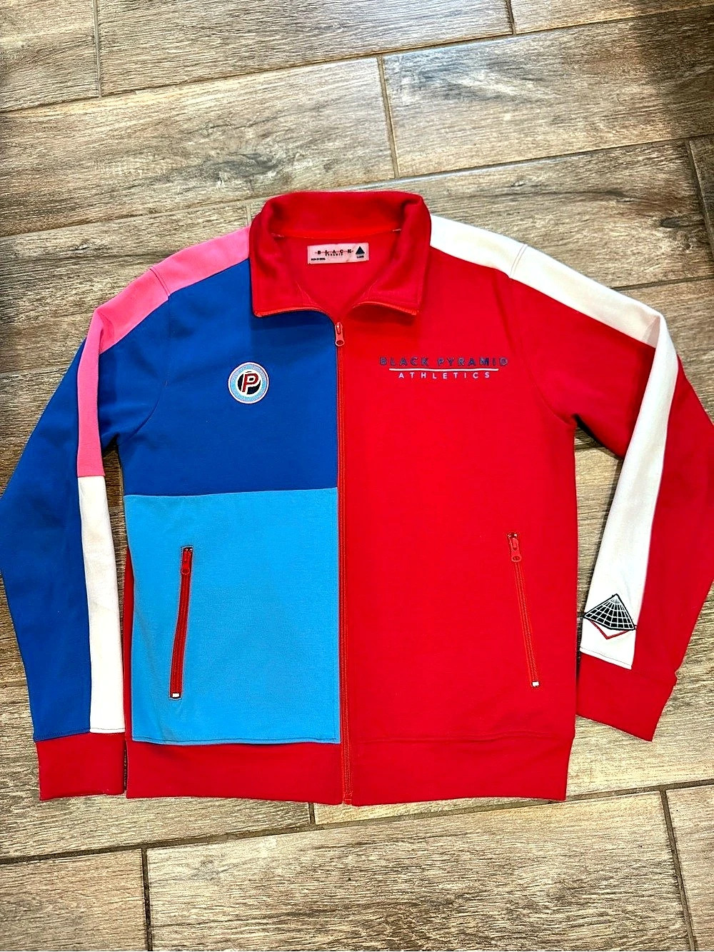 Black Pyramid Colorblock Track Jacket Red & Blue Large Men’s